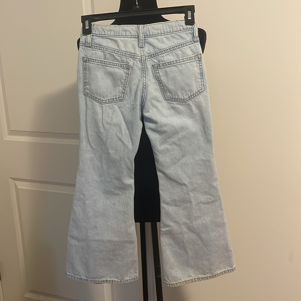 2 Pairs Girls Old Navy Adjustable Baggy Flare Baggy Wide Leg Button Jeans Size 8 - Picture 9 of 13